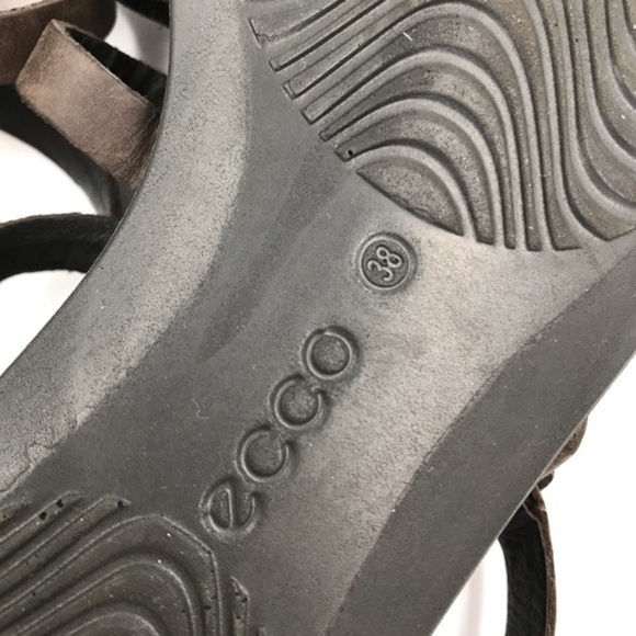 ECCO Flash Gladiator Sandals Brown Leather Flats Size 38 - Picture 7 of 11